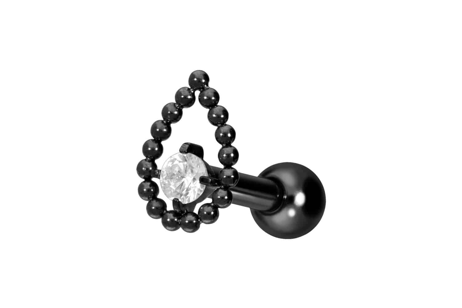 Titan Ohrpiercing mit Innengewinde TROPFEN + KRISTALL